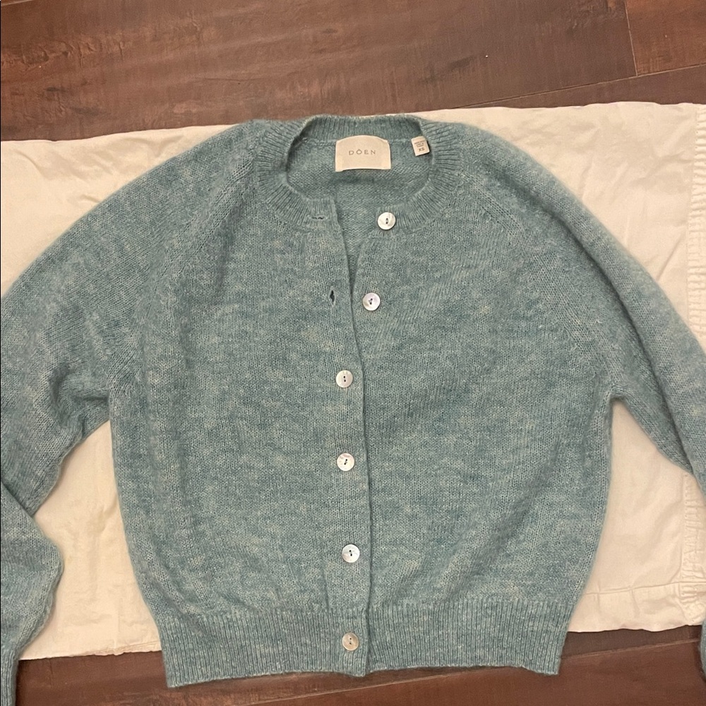 Doen Petra Cardigan in Blue Minthe